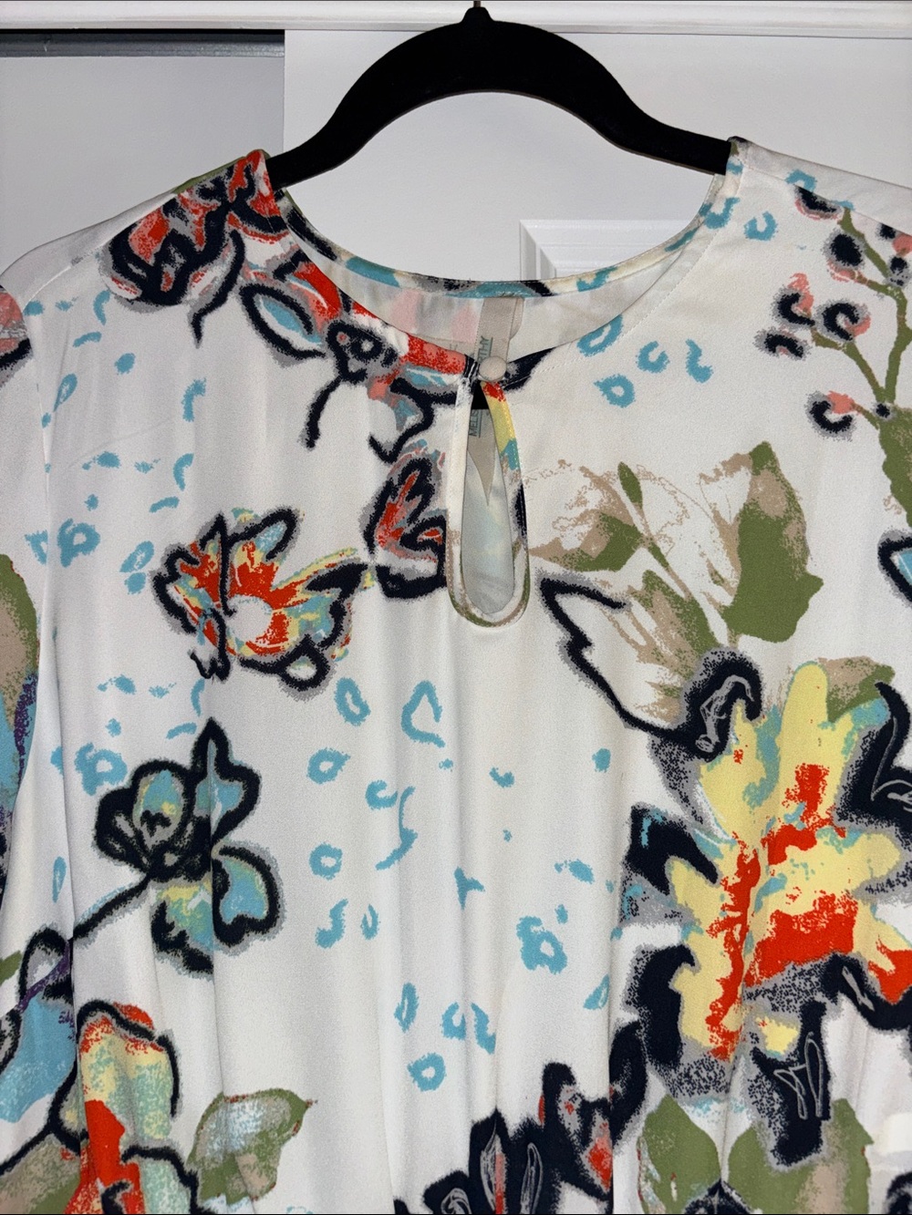White Floral High-Low Chiffon Dress - Picture 2 of 6